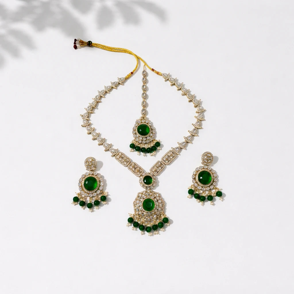 Green Kundan Set