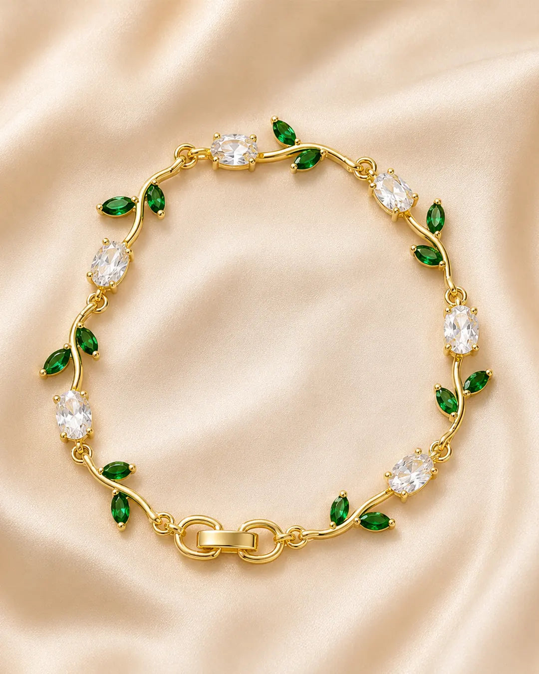 Crystal Green Tulip Bracelet