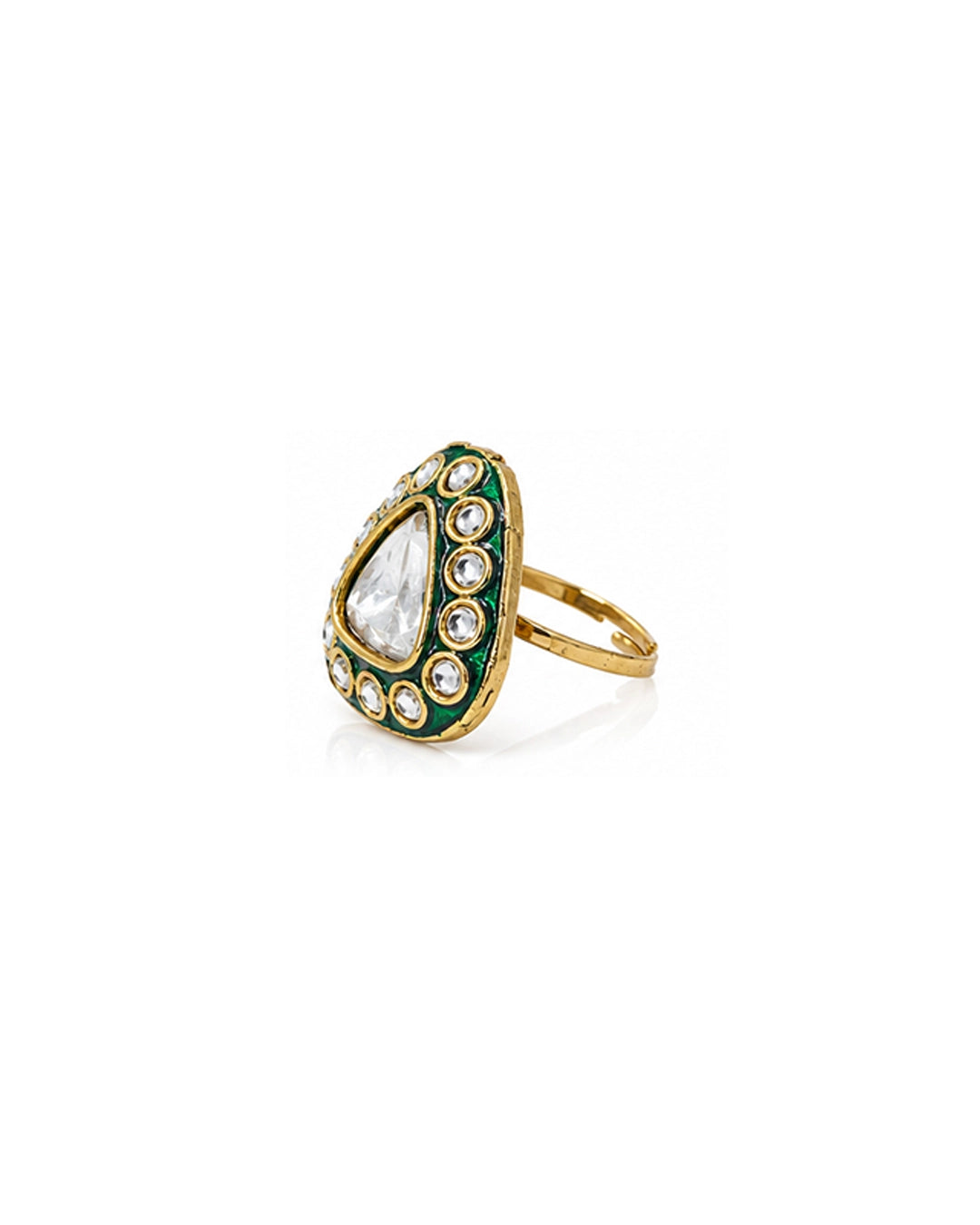 Kundan Triangular Statement Ring