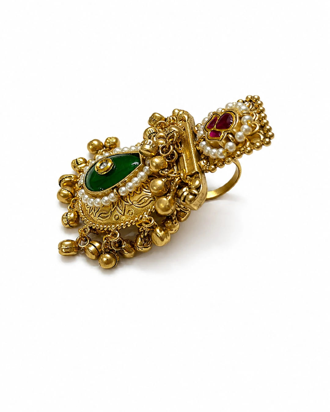 Kashmiri Emerald Green Statement Ring