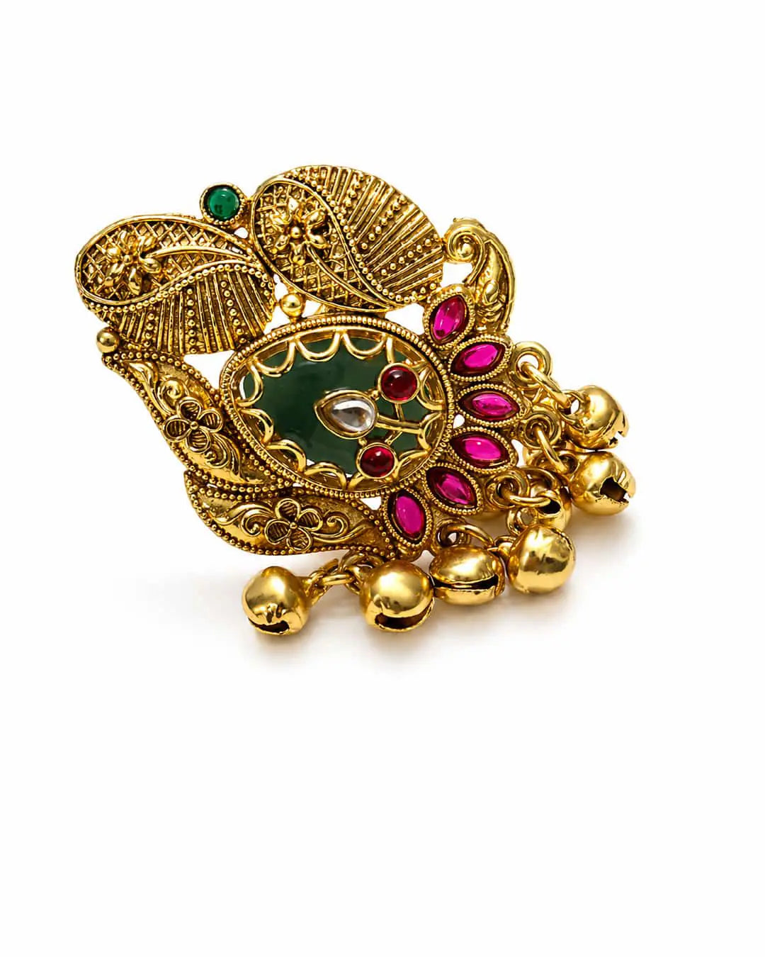 Kashmiri Emerald Motif Statement Ring