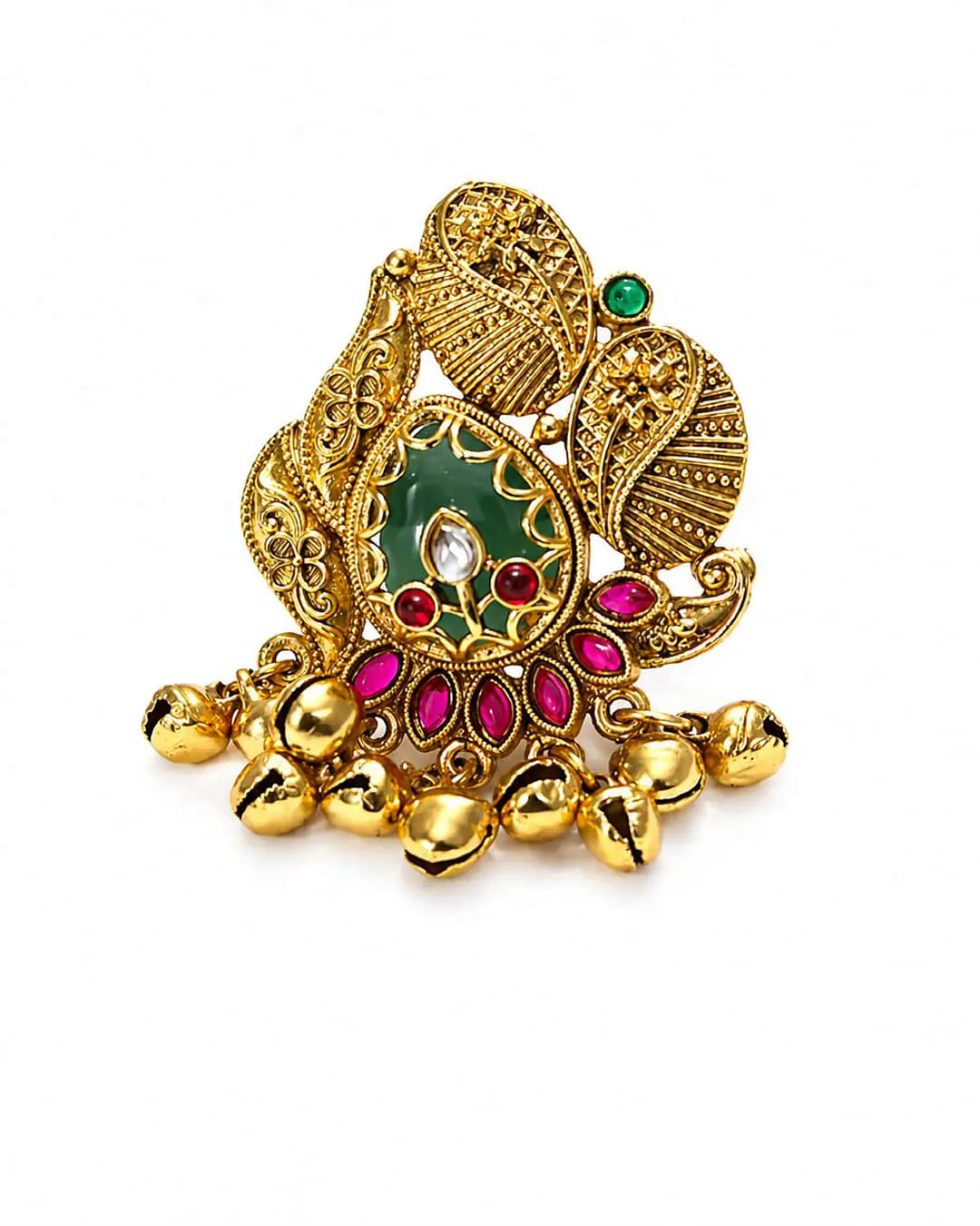 Kashmiri Emerald Motif Statement Ring