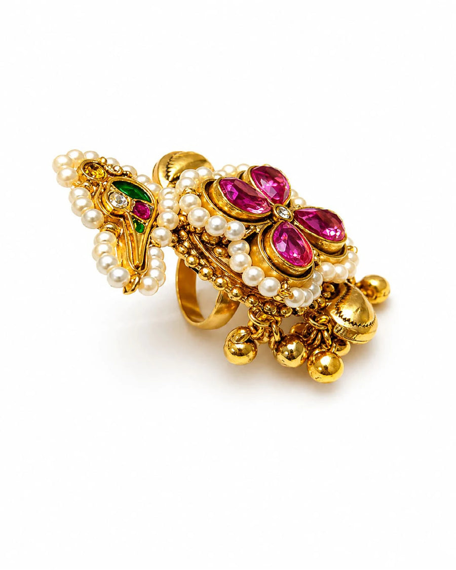 Kashmiri Bird Motif Statement Ring