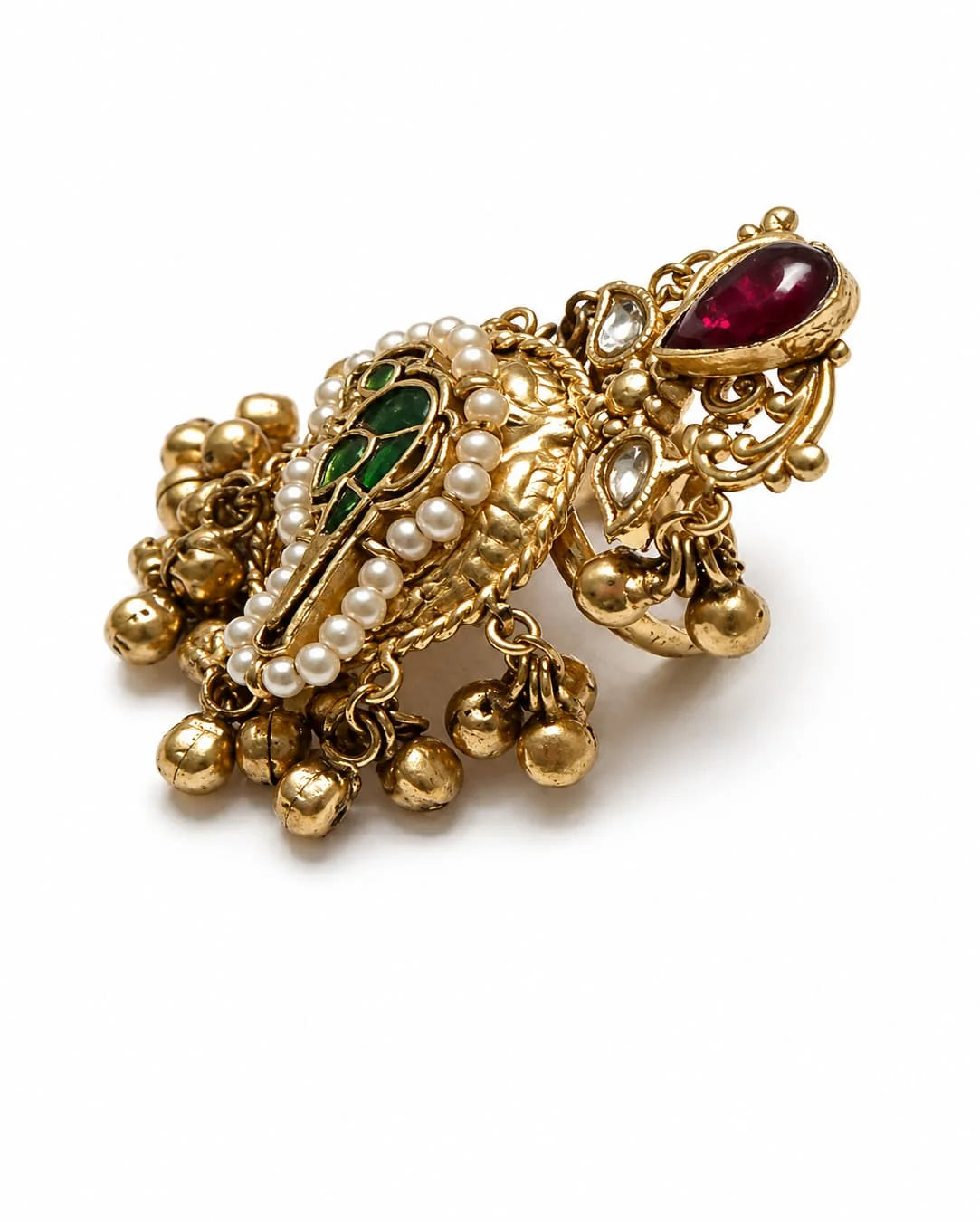 Kashmiri Parrot Motif Statement Ring