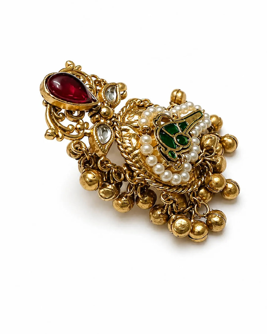 Kashmiri Parrot Motif Statement Ring