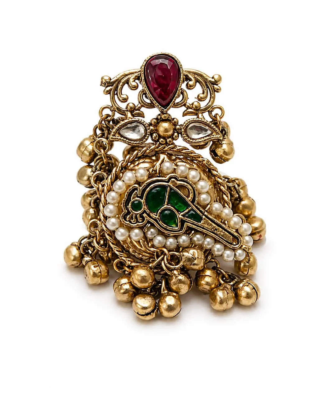 Kashmiri Parrot Motif Statement Ring