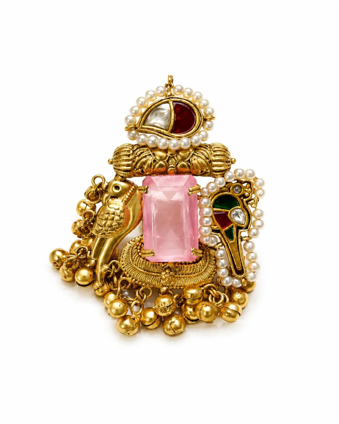 Kashmiri Pastel Pink Motif Statement Ring
